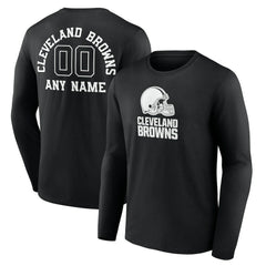 Cleveland Browns Personalized Name & Number Monochrome Long Sleeve T-Shirt Black - NFL