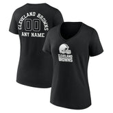 Cleveland Browns Women's Personalized Name & Number Monochrome V-Neck T-Shirt Black - NFL