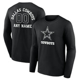 Dallas Cowboys Personalized Name & Number Monochrome Long Sleeve T-Shirt Black - NFL
