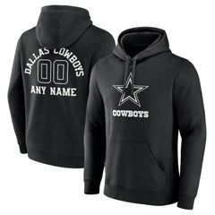 Dallas Cowboys Personalized Name & Number Pullover Hoodie Black - NFL