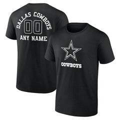 Dallas Cowboys Personalized Name & Number Monochrome T-Shirt Black - NFL