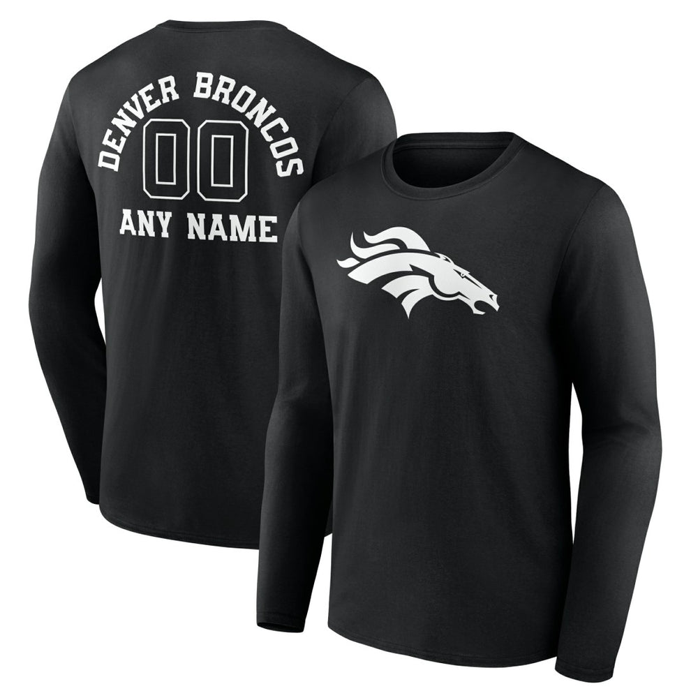 Denver Broncos Personalized Name & Number Monochrome Long Sleeve T-Shirt Black - NFL