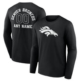 Denver Broncos Personalized Name & Number Monochrome Long Sleeve T-Shirt Black - NFL