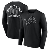 Detroit Lions Personalized Name & Number Monochrome Long Sleeve T-Shirt Black - NFL