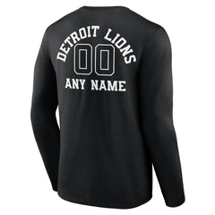 Detroit Lions Personalized Name & Number Monochrome Long Sleeve T-Shirt Black - NFL