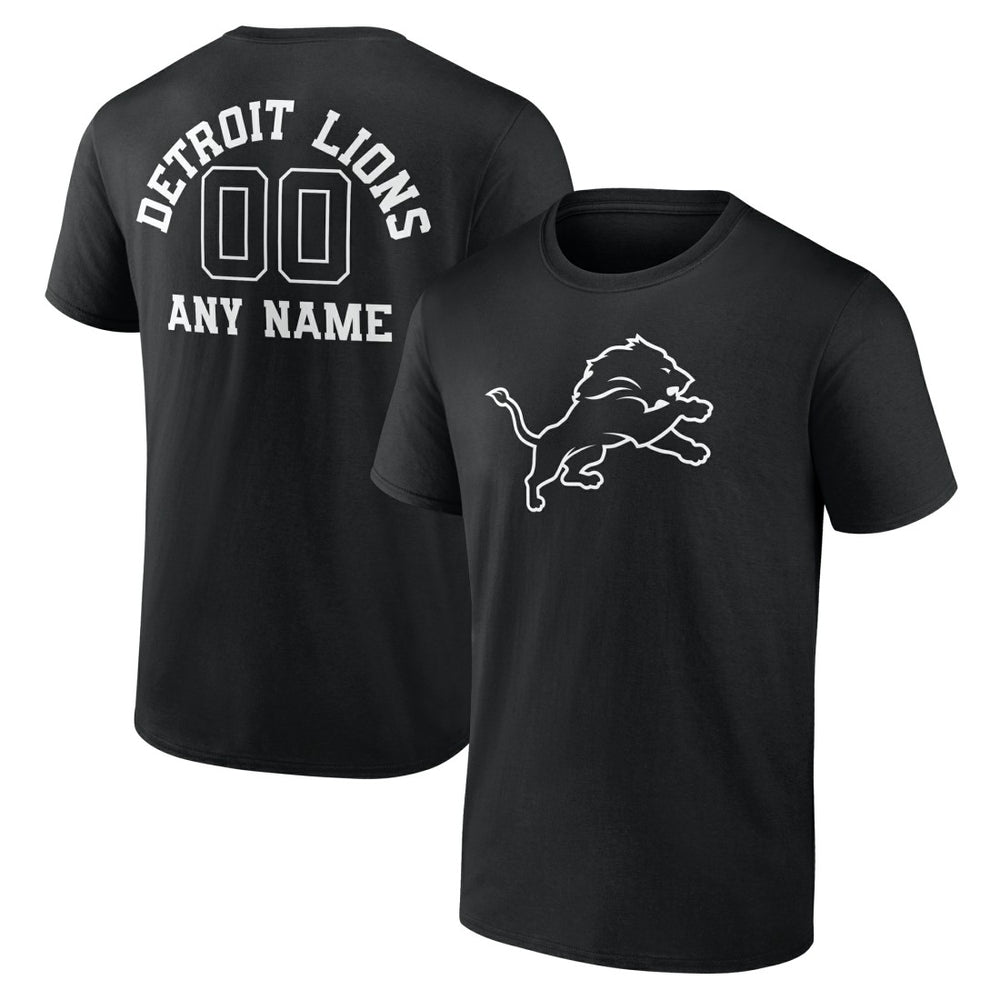 Detroit Lions Personalized Name & Number Monochrome T-Shirt Black - NFL