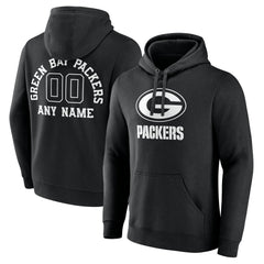 Green Bay Packers Personalized Name & Number Pullover Hoodie Black - NFL
