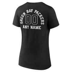 Green Bay Packers Women's Personalized Name & Number Monochrome V-Neck T-Shirt Black - NFL