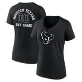 Houston Texans Women's Personalized Name & Number Monochrome V-Neck T-Shirt Black - NFL