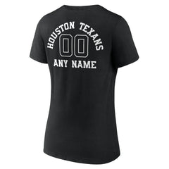 Houston Texans Women's Personalized Name & Number Monochrome V-Neck T-Shirt Black - NFL