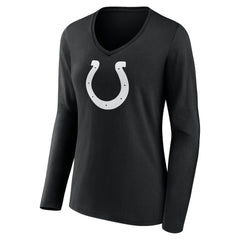 Indianapolis Colts Women's Personalized Name & Number Monochrome Long Sleeve V-Neck T-Shirt Black - NFL