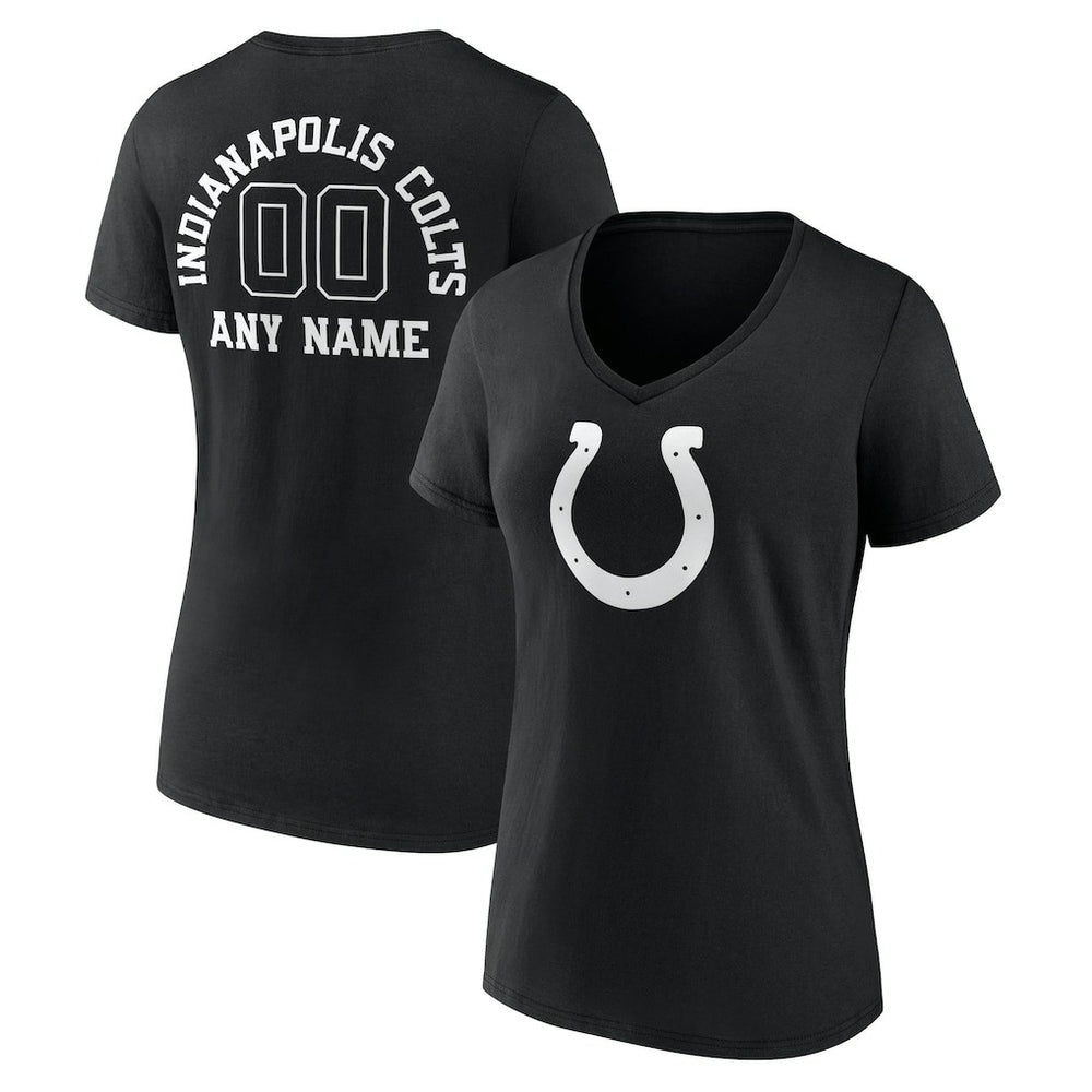 Indianapolis Colts Women's Personalized Name & Number Monochrome V-Neck T-Shirt Black - NFL