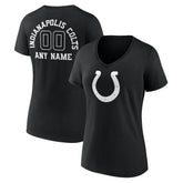 Indianapolis Colts Women's Personalized Name & Number Monochrome V-Neck T-Shirt Black - NFL