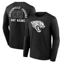 Jacksonville Jaguars Personalized Name & Number Monochrome Long Sleeve T-Shirt Black - NFL