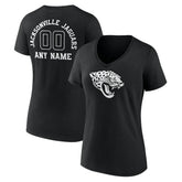 Jacksonville Jaguars Women's Personalized Name & Number Monochrome V-Neck T-Shirt Black - NFL