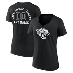 Jacksonville Jaguars Women's Personalized Name & Number Monochrome V-Neck T-Shirt Black - NFL