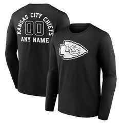 Kansas City Chiefs Personalized Name & Number Monochrome Long Sleeve T-Shirt Black - NFL