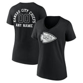 Kansas City Chiefs Women's Personalized Name & Number Monochrome V-Neck T-Shirt Black - NFL