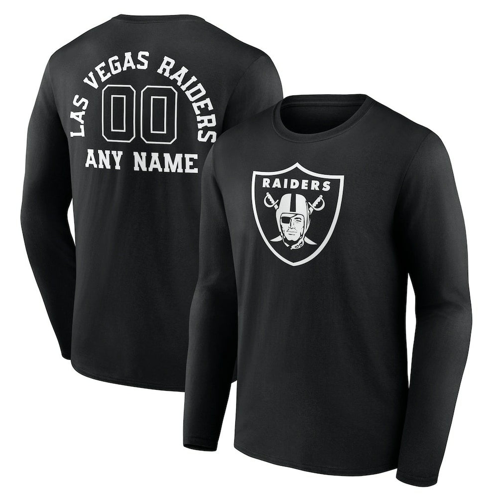 Las Vegas Raiders Personalized Name & Number Monochrome Long Sleeve T-Shirt Black - NFL