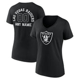 Las Vegas Raiders Women's Personalized Name & Number Monochrome V-Neck T-Shirt Black - NFL
