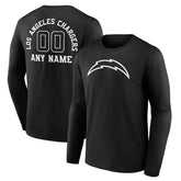 Los Angeles Chargers Personalized Name & Number Monochrome Long Sleeve T-Shirt Black - NFL