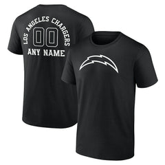 Los Angeles Chargers Personalized Name & Number Monochrome T-Shirt Black - NFL