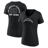 Los Angeles Chargers Women's Personalized Name & Number Monochrome V-Neck T-Shirt Black - NFL