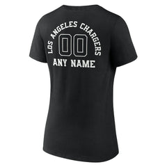 Los Angeles Chargers Women's Personalized Name & Number Monochrome V-Neck T-Shirt Black - NFL