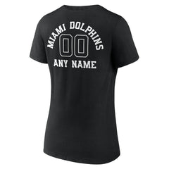 Miami Dolphins Women's Personalized Name & Number Monochrome V-Neck T-Shirt Black - NFL
