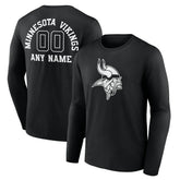 Minnesota Vikings Personalized Name & Number Monochrome Long Sleeve T-Shirt Black - NFL