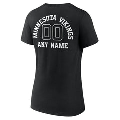 Minnesota Vikings Women's Personalized Name & Number Monochrome V-Neck T-Shirt Black - NFL
