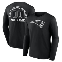 New England Patriots Personalized Name & Number Monochrome Long Sleeve T-Shirt Black - NFL