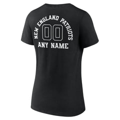 New England Patriots Women's Personalized Name & Number Monochrome V-Neck T-Shirt Black - NFL