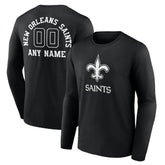 New Orleans Saints Personalized Name & Number Monochrome Long Sleeve T-Shirt Black - NFL