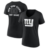 New York Giants Women's Personalized Name & Number Monochrome V-Neck T-Shirt Black - NFL