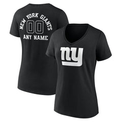 New York Giants Women's Personalized Name & Number Monochrome V-Neck T-Shirt Black - NFL