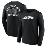New York Jets Personalized Name & Number Monochrome Long Sleeve T-Shirt Black - NFL