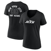 New York Jets Women's Personalized Name & Number Monochrome V-Neck T-Shirt Black - NFL