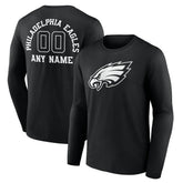 Philadelphia Eagles Personalized Name & Number Monochrome Long Sleeve T-Shirt Black - NFL