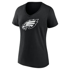 Philadelphia Eagles Women's Personalized Name & Number Monochrome V-Neck T-Shirt Black - NFL