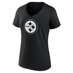 Pittsburgh Steelers Women's Personalized Name & Number Monochrome V-Neck T-Shirt Black - NFL