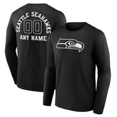 Seattle Seahawks Personalized Name & Number Monochrome Long Sleeve T-Shirt Black - NFL