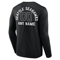 Seattle Seahawks Personalized Name & Number Monochrome Long Sleeve T-Shirt Black - NFL