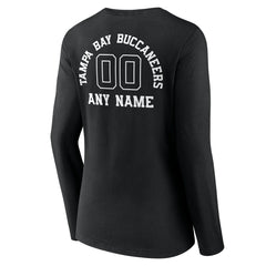 Tampa Bay Buccaneers Women's Personalized Name & Number Monochrome Long Sleeve V-Neck T-Shirt Black - NFL