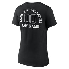 Tampa Bay Buccaneers Women's Personalized Name & Number Monochrome V-Neck T-Shirt Black - NFL