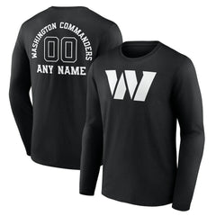 Washington Commanders Personalized Name & Number Monochrome Long Sleeve T-Shirt Black - NFL