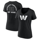 Washington Commanders Women's Personalized Name & Number Monochrome V-Neck T-Shirt Black - NFL