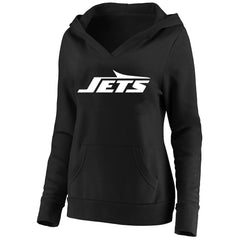 New York Jets Women's Plus Size V-Neck Pullover Hoodie Black - Fanatics