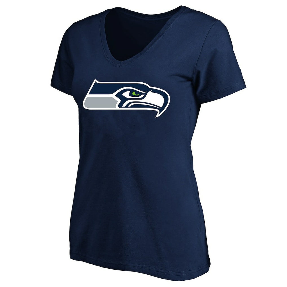 Seattle Seahawks Women's Plus Size V-Neck T-Shirt College Navy - Fanatics