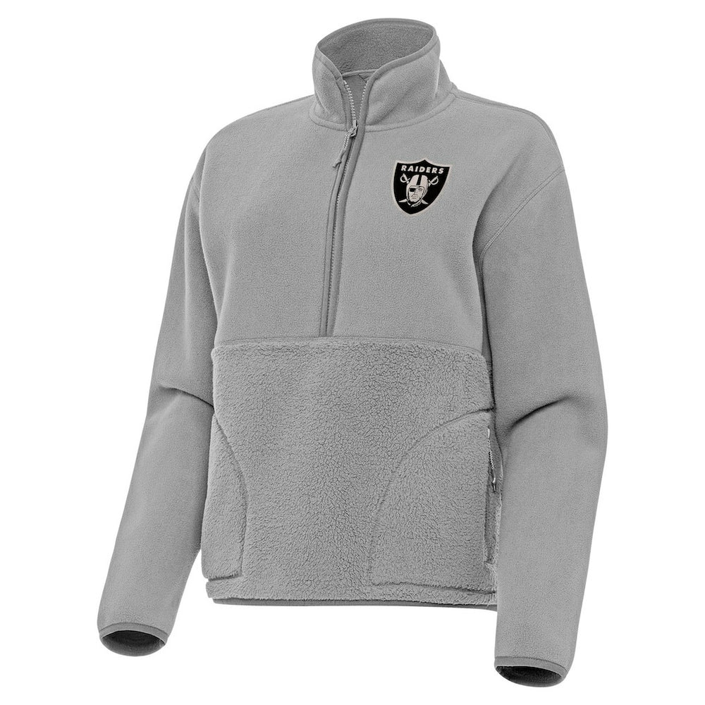 Las Vegas Raiders Antigua Women's Brushed Carbon Figure Half-Zip Pullover Sweatshirt – Gray - NFL